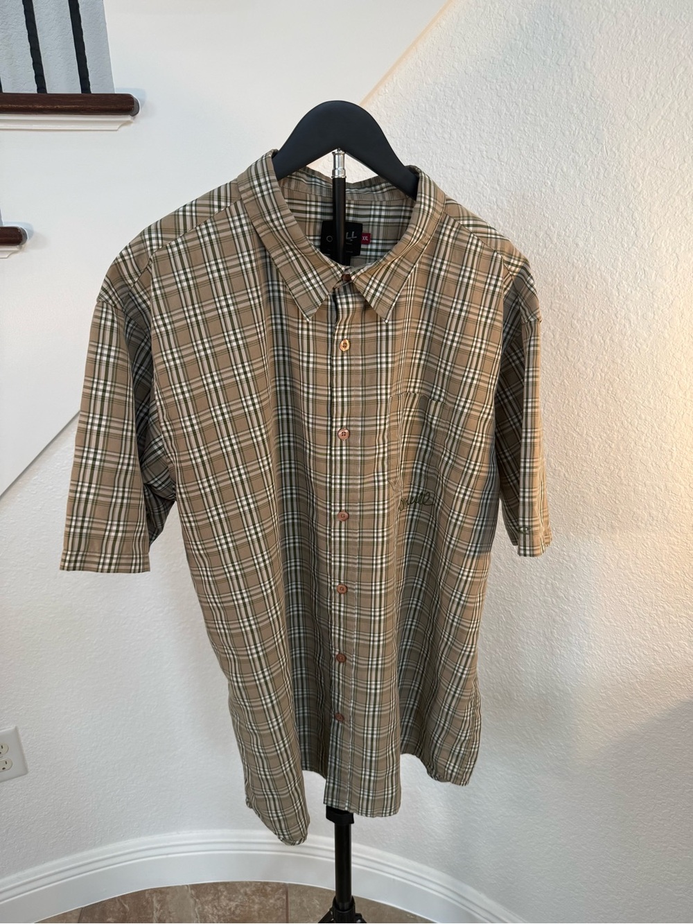 O'Neill Tan Plaid Short-Sleeve Button-Down Shirt